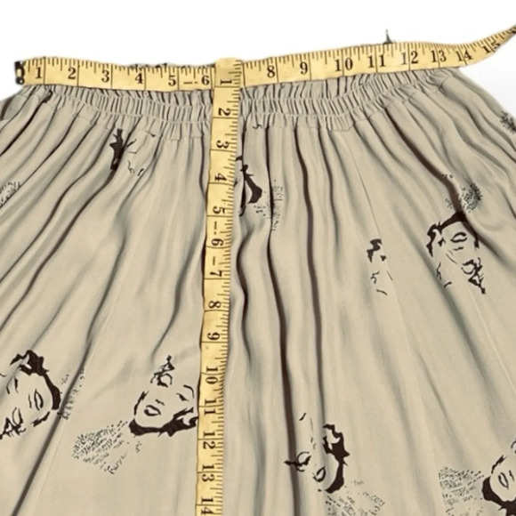 Vintage Miss Mod Marilyn Monroe print midi skirt tan black size 6/Medium - Picture 9 of 13